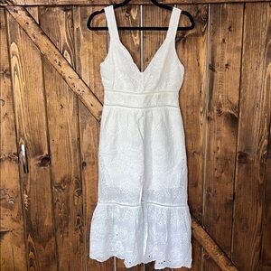 Altar'd State White Eyelet V-Neck Midi Dress